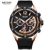 MEGIR Men's Sports Chronograph Quartz Wrist Watches Army Silicone Waterproof Stopwatch Relojios Masculinos Man ClockMN2083-2N0