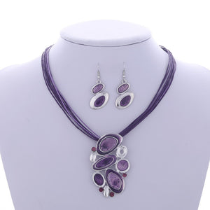 ZOSHI Fashion African Jewelry Set 2019 Leather Chain Enamel Gem Jewelry Sets for Party Bridal Jewelry Sets Summer Jewelry