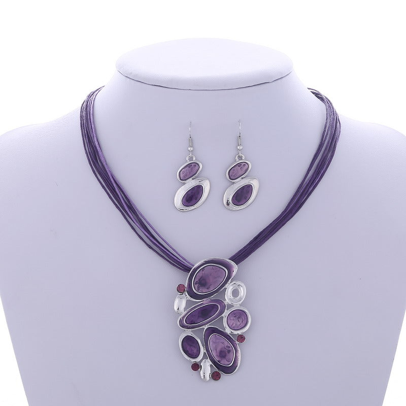 ZOSHI Fashion African Jewelry Set 2019 Leather Chain Enamel Gem Jewelry Sets for Party Bridal Jewelry Sets Summer Jewelry
