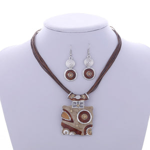 ZOSHI Fashion African Jewelry Set 2019 Leather Chain Enamel Gem Jewelry Sets for Party Bridal Jewelry Sets Summer Jewelry