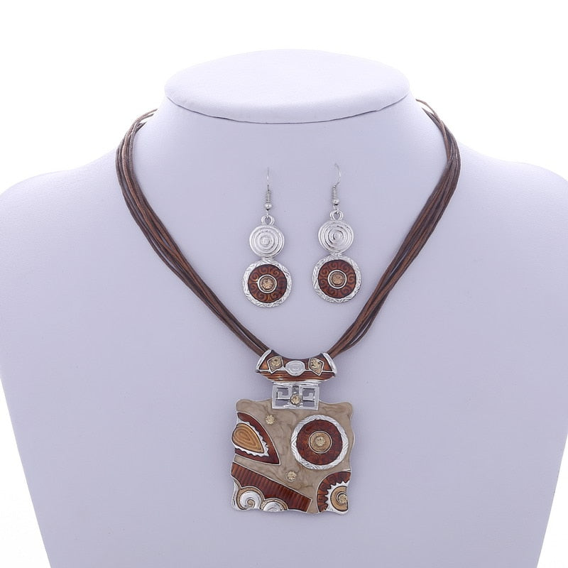 ZOSHI Fashion African Jewelry Set 2019 Leather Chain Enamel Gem Jewelry Sets for Party Bridal Jewelry Sets Summer Jewelry