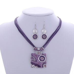 ZOSHI Fashion African Jewelry Set 2019 Leather Chain Enamel Gem Jewelry Sets for Party Bridal Jewelry Sets Summer Jewelry