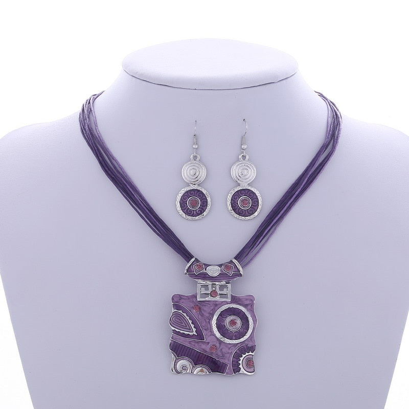ZOSHI Fashion African Jewelry Set 2019 Leather Chain Enamel Gem Jewelry Sets for Party Bridal Jewelry Sets Summer Jewelry