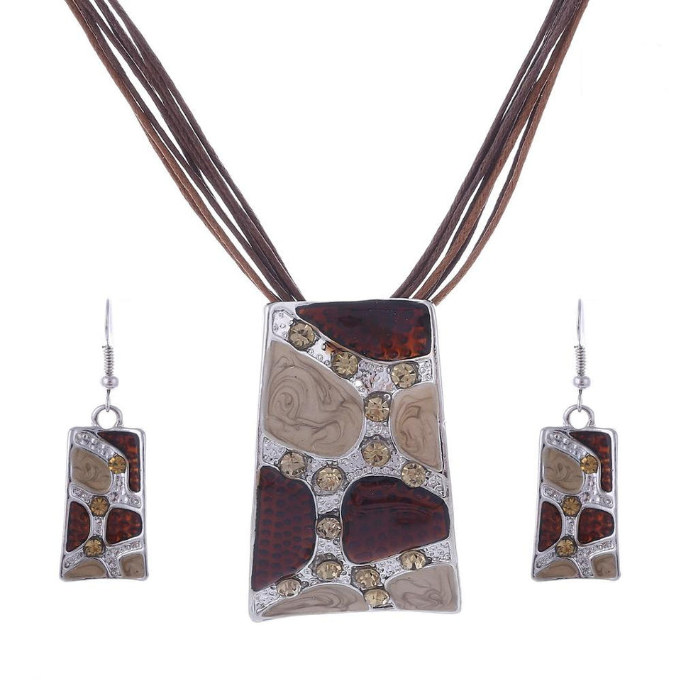 ZOSHI Fashion African Jewelry Set 2019 Leather Chain Enamel Gem Jewelry Sets for Party Bridal Jewelry Sets Summer Jewelry