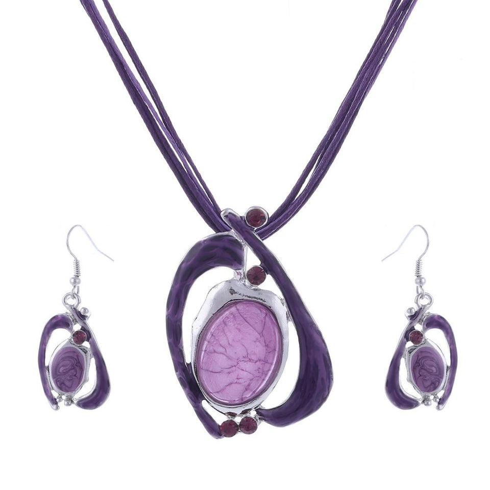 ZOSHI Fashion African Jewelry Set 2019 Leather Chain Enamel Gem Jewelry Sets for Party Bridal Jewelry Sets Summer Jewelry