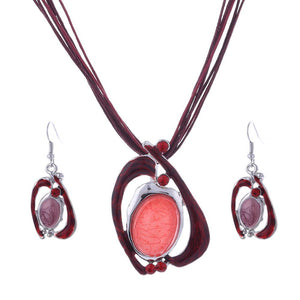 ZOSHI Fashion African Jewelry Set 2019 Leather Chain Enamel Gem Jewelry Sets for Party Bridal Jewelry Sets Summer Jewelry