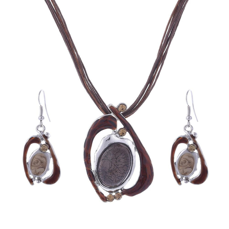 ZOSHI Fashion African Jewelry Set 2019 Leather Chain Enamel Gem Jewelry Sets for Party Bridal Jewelry Sets Summer Jewelry