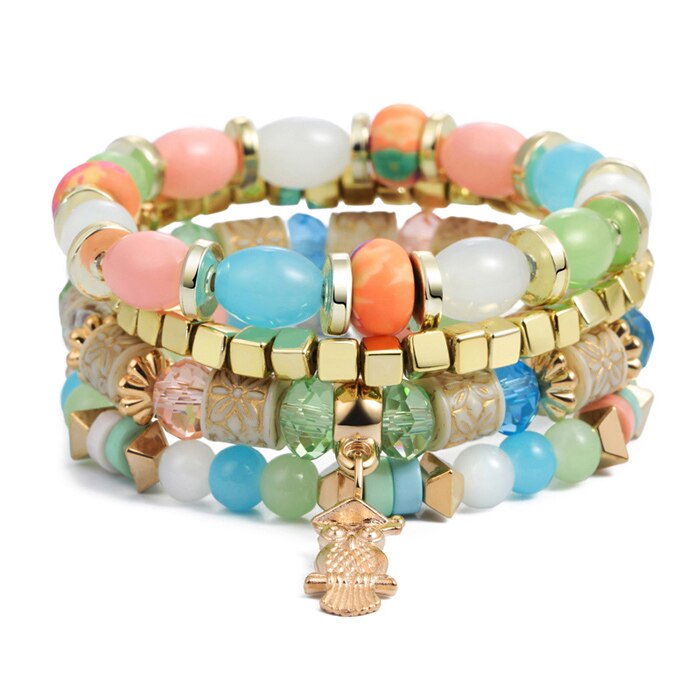 Natural Stone Beads Bracelets For Women Wing Tassel Charm Bracelets & Bangles Set Boho Vintage Jewelry pulseras mujer moda 2019
