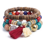Natural Stone Beads Bracelets For Women Wing Tassel Charm Bracelets & Bangles Set Boho Vintage Jewelry pulseras mujer moda 2019