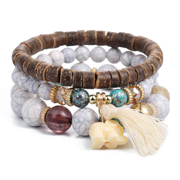 Natural Stone Beads Bracelets For Women Wing Tassel Charm Bracelets & Bangles Set Boho Vintage Jewelry pulseras mujer moda 2019
