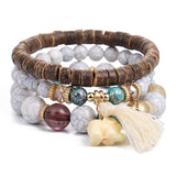 Natural Stone Beads Bracelets For Women Wing Tassel Charm Bracelets & Bangles Set Boho Vintage Jewelry pulseras mujer moda 2019