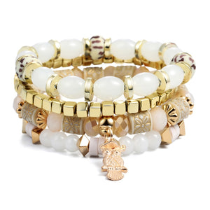 Natural Stone Beads Bracelets For Women Wing Tassel Charm Bracelets & Bangles Set Boho Vintage Jewelry pulseras mujer moda 2019