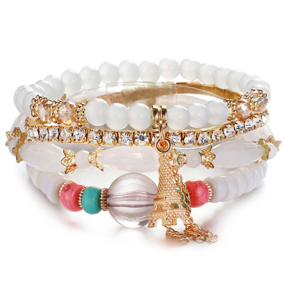 Natural Stone Beads Bracelets For Women Wing Tassel Charm Bracelets & Bangles Set Boho Vintage Jewelry pulseras mujer moda 2019