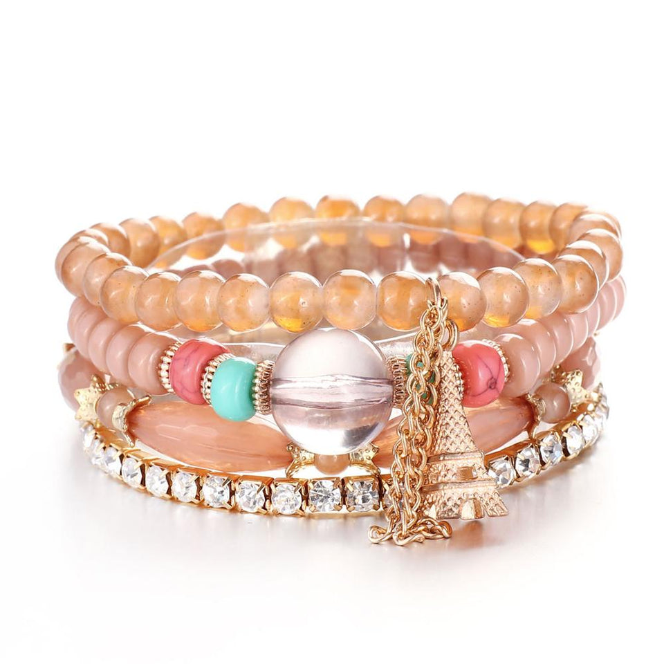 Natural Stone Beads Bracelets For Women Wing Tassel Charm Bracelets & Bangles Set Boho Vintage Jewelry pulseras mujer moda 2019