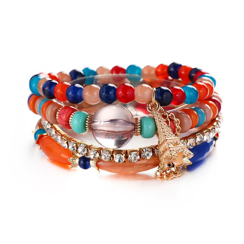 Natural Stone Beads Bracelets For Women Wing Tassel Charm Bracelets & Bangles Set Boho Vintage Jewelry pulseras mujer moda 2019