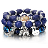 Natural Stone Beads Bracelets For Women Wing Tassel Charm Bracelets & Bangles Set Boho Vintage Jewelry pulseras mujer moda 2019