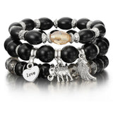 Natural Stone Beads Bracelets For Women Wing Tassel Charm Bracelets & Bangles Set Boho Vintage Jewelry pulseras mujer moda 2019