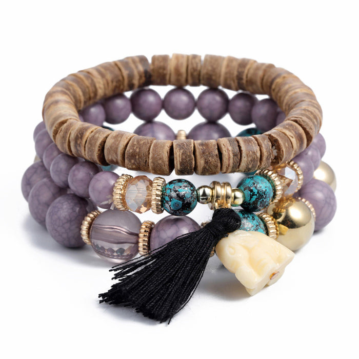 Natural Stone Beads Bracelets For Women Wing Tassel Charm Bracelets & Bangles Set Boho Vintage Jewelry pulseras mujer moda 2019