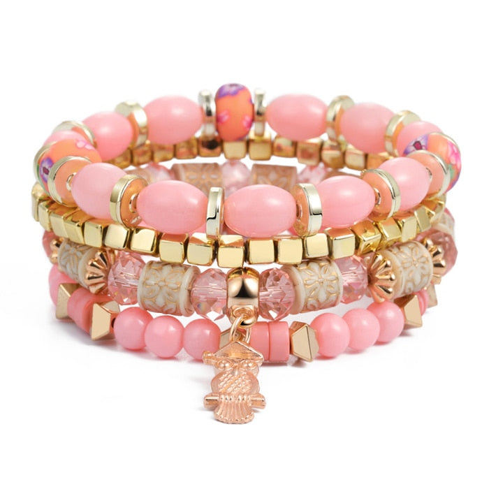 Natural Stone Beads Bracelets For Women Wing Tassel Charm Bracelets & Bangles Set Boho Vintage Jewelry pulseras mujer moda 2019