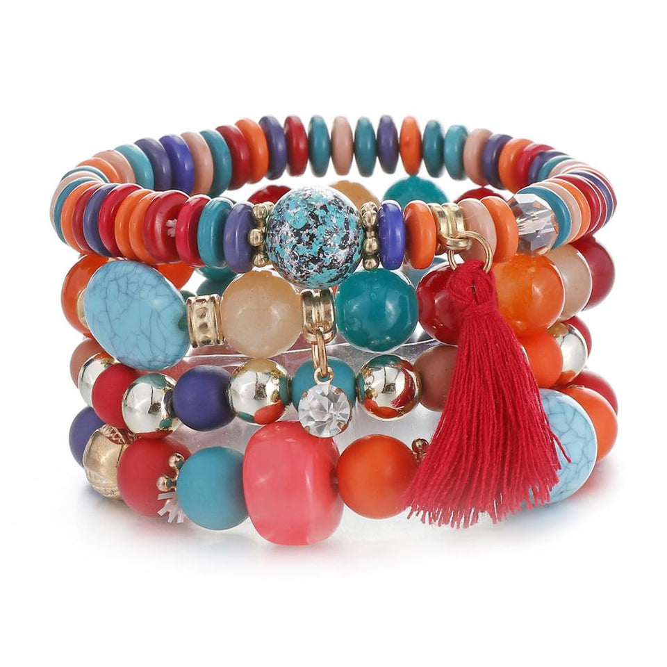 Natural Stone Beads Bracelets For Women Wing Tassel Charm Bracelets & Bangles Set Boho Vintage Jewelry pulseras mujer moda 2019