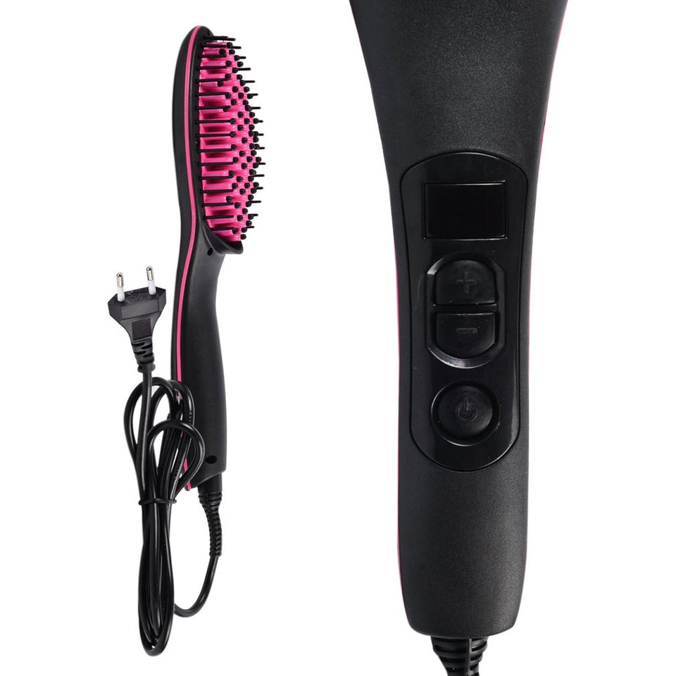 Professional LCD Display Fast Hair Straightener Comb Flat Iron Electric Smooth Hair Straightening Brush for Salon Styling Tool
