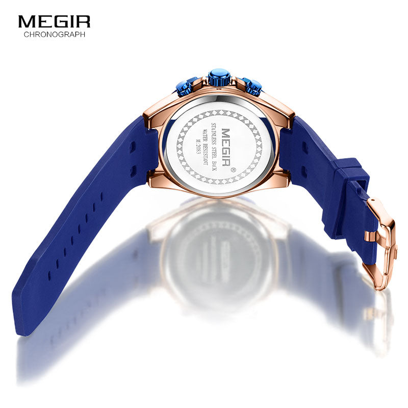 MEGIR Men's Sports Chronograph Quartz Wrist Watches Army Silicone Waterproof Stopwatch Relojios Masculinos Man ClockMN2083-2N0