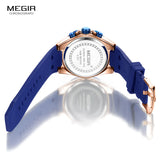 MEGIR Men's Sports Chronograph Quartz Wrist Watches Army Silicone Waterproof Stopwatch Relojios Masculinos Man ClockMN2083-2N0