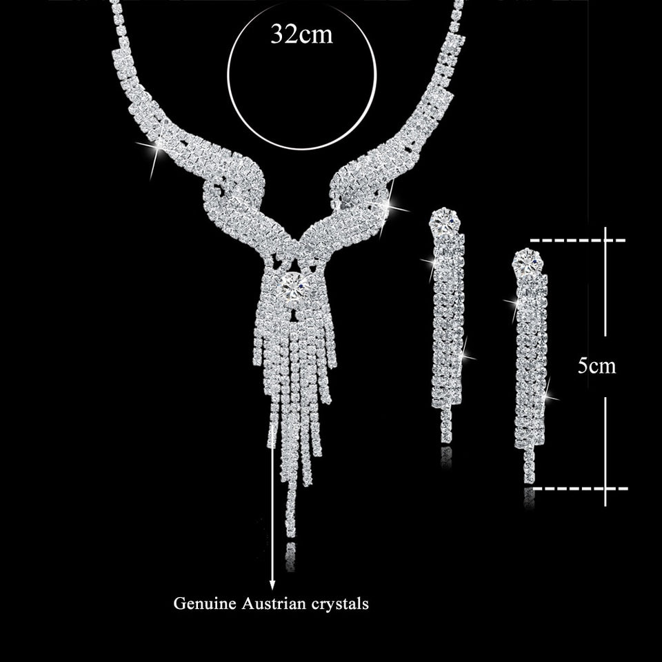 TOUCHEART Wedding Jewellery Set Crystal Bridal Jewelry Sets For Women Long Tassel Statement Necklace/Earrings Set SET150011