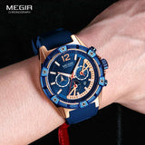 MEGIR Men's Sports Chronograph Quartz Wrist Watches Army Silicone Waterproof Stopwatch Relojios Masculinos Man ClockMN2083-2N0