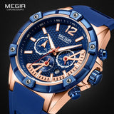 MEGIR Men's Sports Chronograph Quartz Wrist Watches Army Silicone Waterproof Stopwatch Relojios Masculinos Man ClockMN2083-2N0