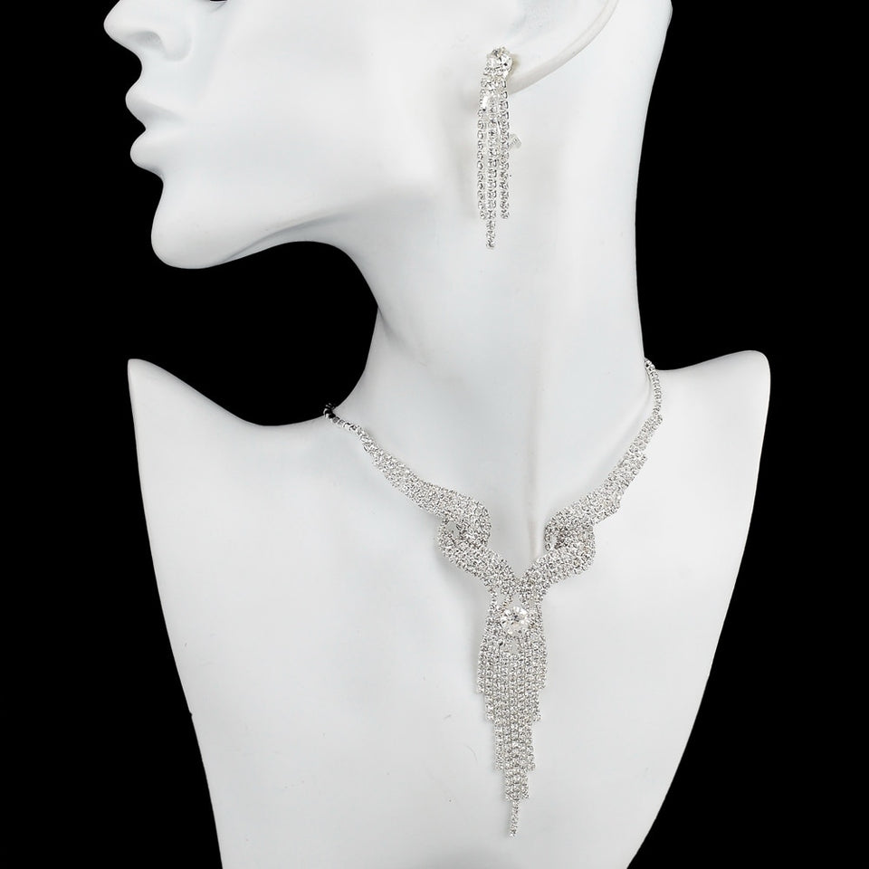 TOUCHEART Wedding Jewellery Set Crystal Bridal Jewelry Sets For Women Long Tassel Statement Necklace/Earrings Set SET150011