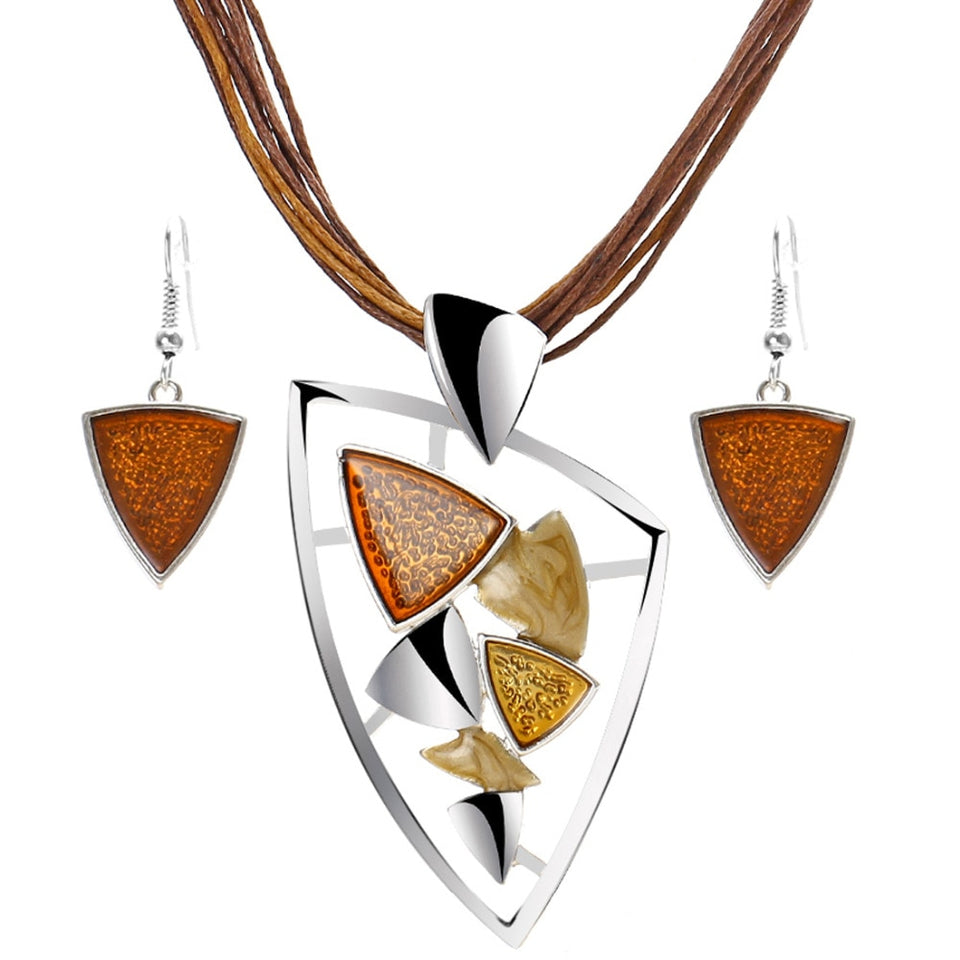 ZOSHI Fashion African Jewelry Set 2019 Leather Chain Enamel Gem Jewelry Sets for Party Bridal Jewelry Sets Summer Jewelry