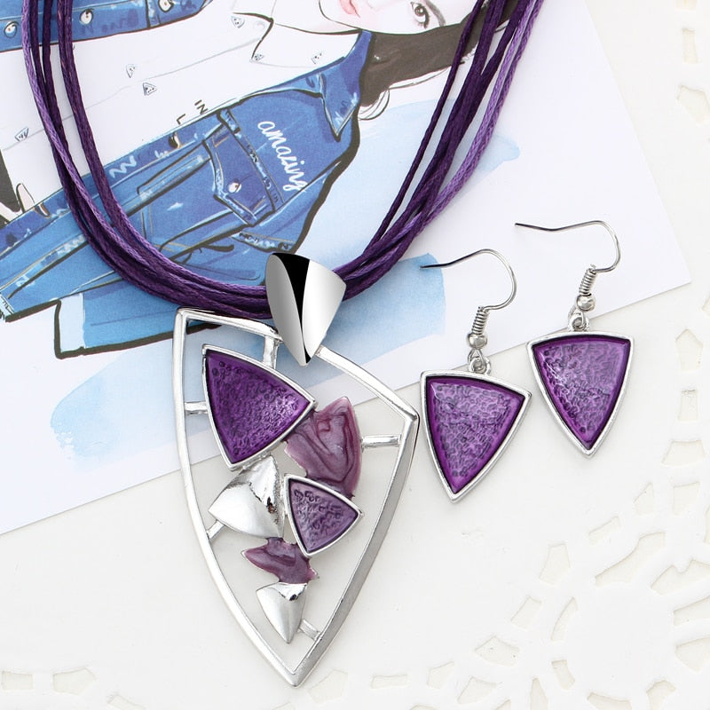 ZOSHI Fashion African Jewelry Set 2019 Leather Chain Enamel Gem Jewelry Sets for Party Bridal Jewelry Sets Summer Jewelry