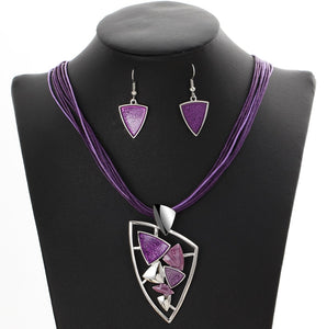 ZOSHI Fashion African Jewelry Set 2019 Leather Chain Enamel Gem Jewelry Sets for Party Bridal Jewelry Sets Summer Jewelry