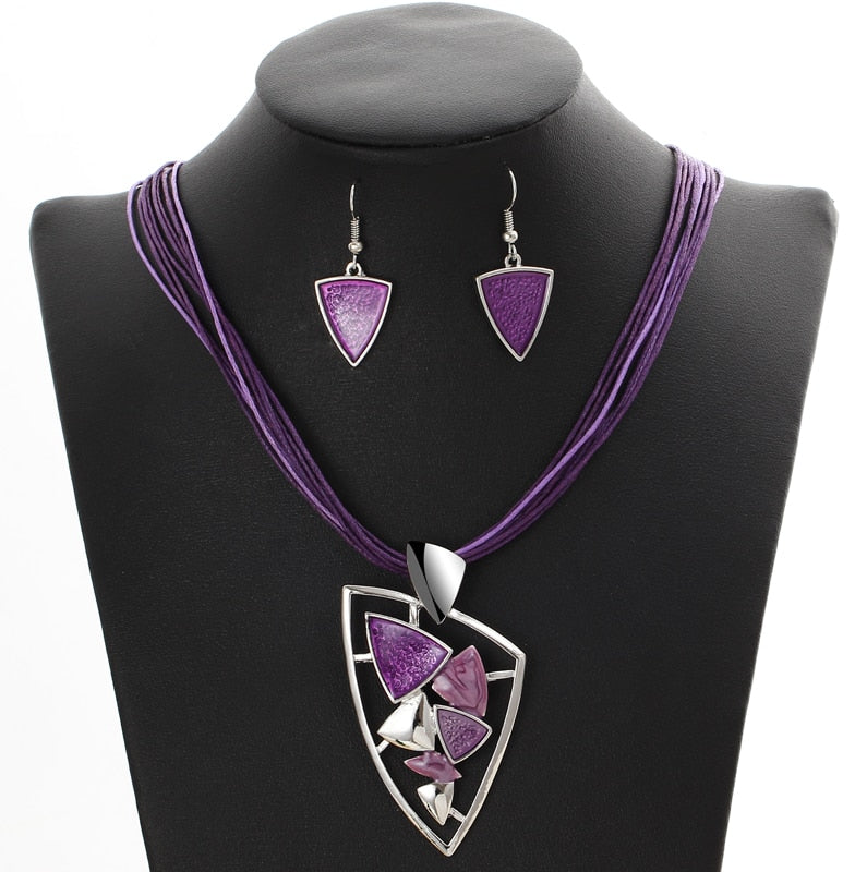 ZOSHI Fashion African Jewelry Set 2019 Leather Chain Enamel Gem Jewelry Sets for Party Bridal Jewelry Sets Summer Jewelry